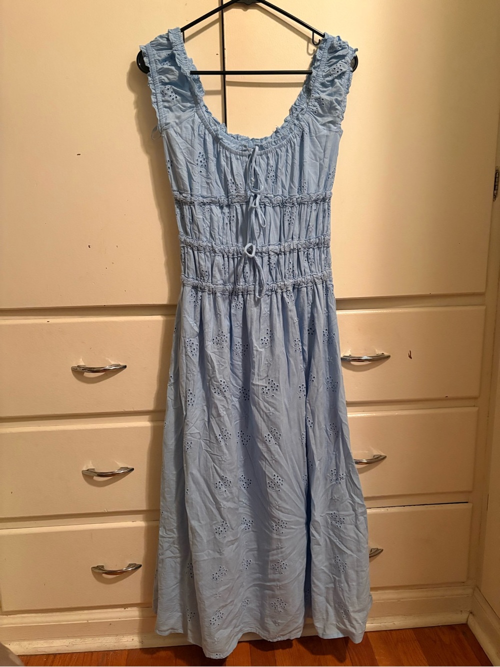 Sim & Sam small Light Blue Eyelet Maxi Dress